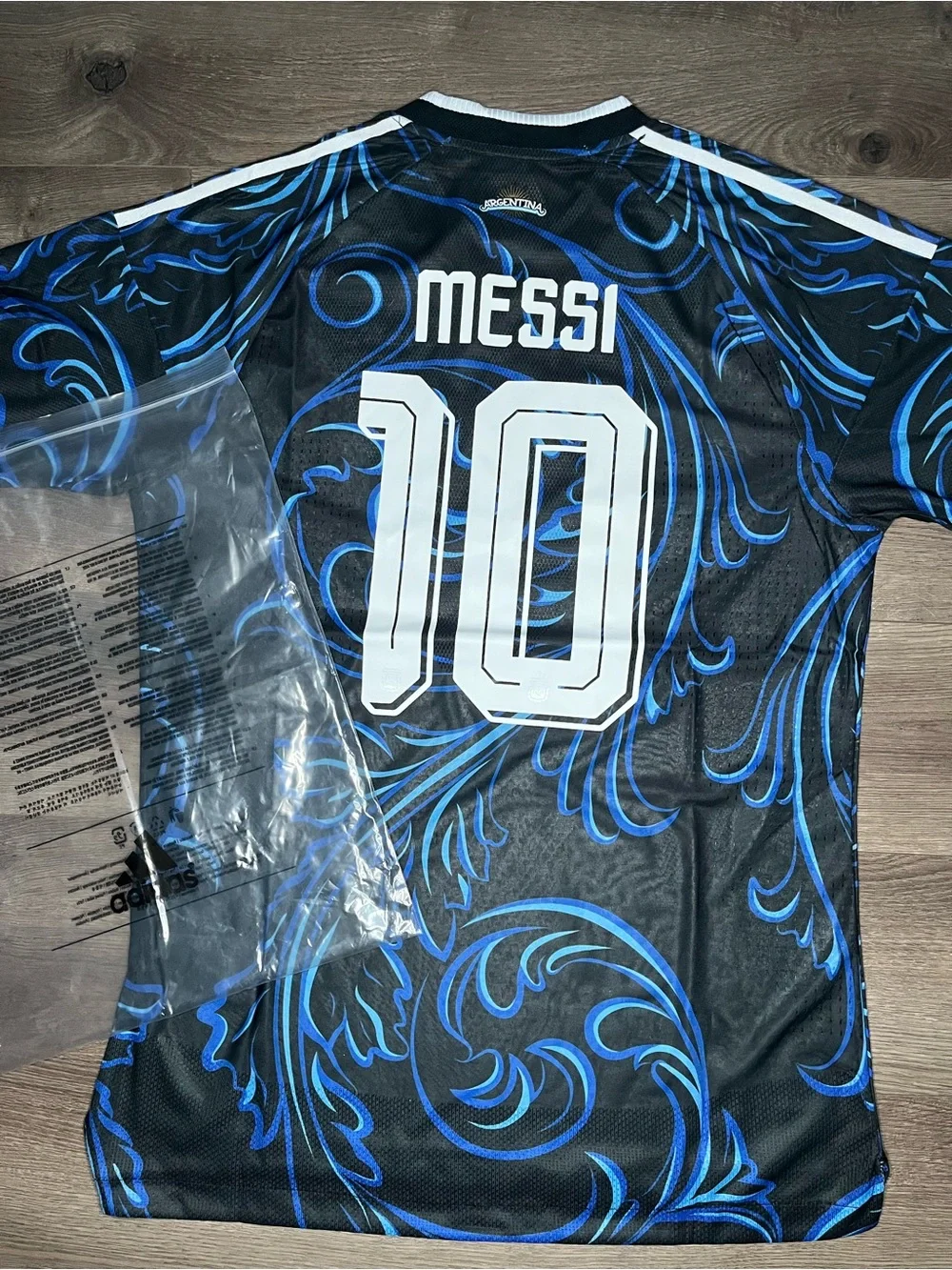 Messi #10 SIZE L Black & Blue Men's Soccer Jersey